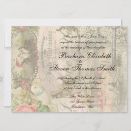 Elegante Trouw Antieke Huwelijk Vintage Kaart