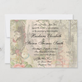 Elegante Trouw Antieke Huwelijk Vintage Kaart