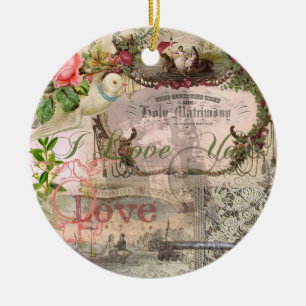 Elegante Trouw Antieke Huwelijk Vintage Keramisch Ornament