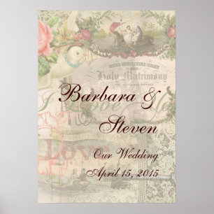 Elegante Trouw Antieke Huwelijk Vintage Poster