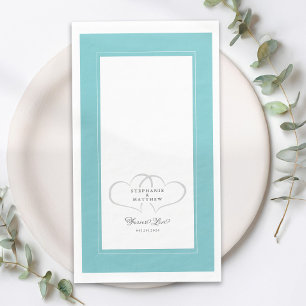 Elegante Trouw Aqua Witte Harten Oneindige Liefde Servet