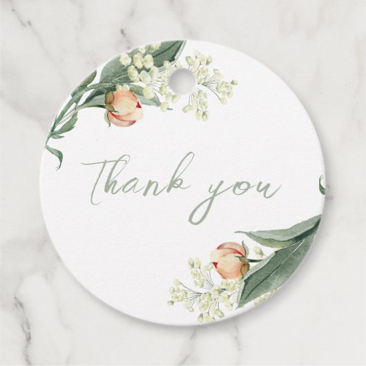 Elegante Trouw Dankjewel Pruime Bloemen Bedankjes Labels (Voorkant)