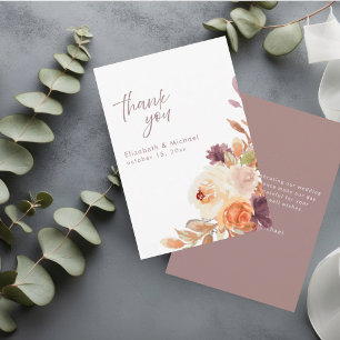 Elegante Trouw Dankkaart Blush Peach Plum Kaart