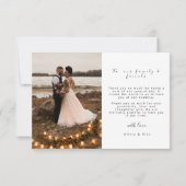 Elegante trouw- dankkaart kaart (Achterkant)