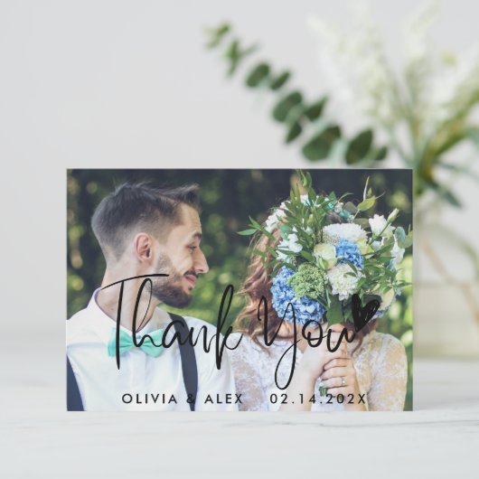 Elegante trouw-hartelijkdank kaart (Staand voorkant)