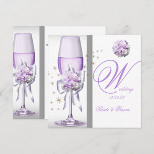 Elegante Trouw Lavendel Paars Lila Champagne Kaart