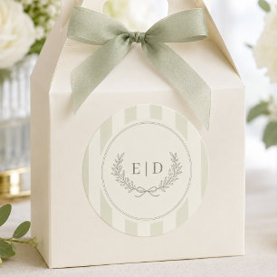 Elegante Trouw met gestreepte Monogram in Saliegro Ronde Sticker