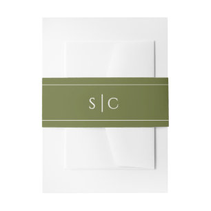Elegante Trouw Moderne Monogram Eenvoudig Groen Uitnodigingen Wikkel