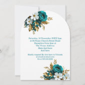Elegante Trouw Ornamentele Turquoise Witte Gouden Kaart (Achterkant)