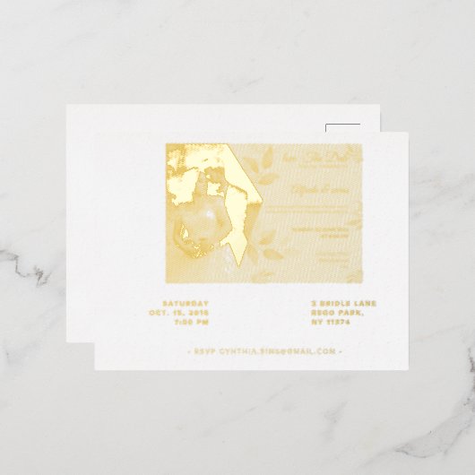 Elegante trouw-RSVP-kaarten – Aanpasbare gastenkaa Folie Uitnodiging Briefkaart (Voorkant / Achterkant)