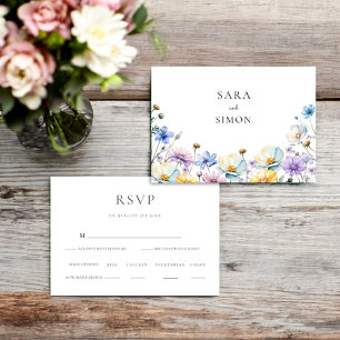 Elegante Trouw-RSVP met Wilde Bloemen RSVP Kaartje
