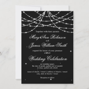 Elegante Trouw Sparkling String Zwart Kaart