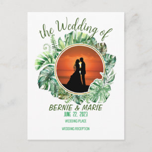 Elegante trouw uitnodiging groene bloemen