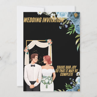 Elegante Trouw Uitnodigingskaart met Bloemen Kaart