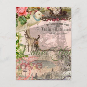 Elegante Trouw Vintage Huwelijk Antiek Vintage Briefkaart