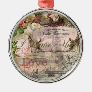 Elegante Trouw Vintage Huwelijk Antiek Vintage Metalen Ornament