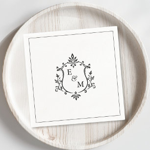 Elegante Trouw Wapen Monogram Servet