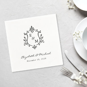 Elegante Trouw Wapen Monogram Servet