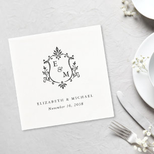 Elegante Trouw Wapen Monogram Servet