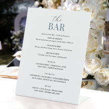 Elegante Trouwbarmenu Chic Minimalistisch Blauw