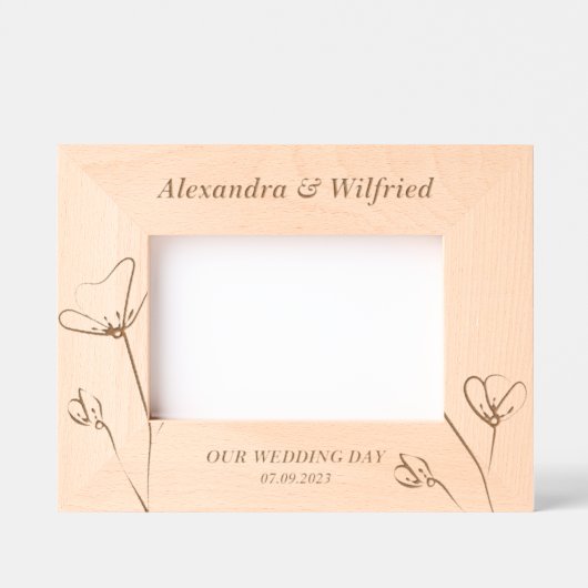 Elegante Trouwbloemen Custom Wood Lijsten Gegraveerde Lijstjes (Voorkant)