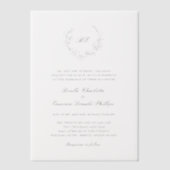 Elegante trouwbloemkrans met monogram vellum uitnodigingen (Voorkant)