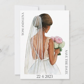 Elegante trouwbruid save the date kaart