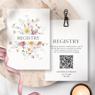 Elegante Trouwcadeaukaart met Bloemen RSVP Kaartje