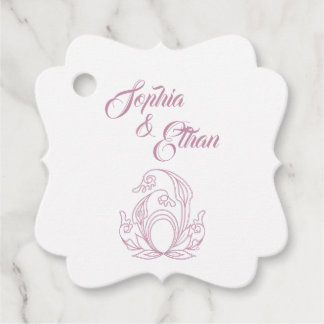 Elegante trouwcadeautag – Roze roos filigrein Bedankjes Labels
