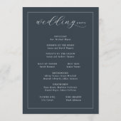 Elegante Trouwceremonie Schema Navy Programma (Achterkant)