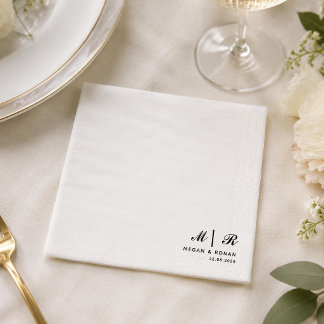 Elegante Trouwdag met Zwarte Monogram Servet