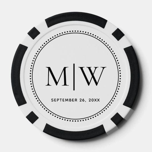 Elegante trouwdatum paar monogram poker chips (Achterkant)