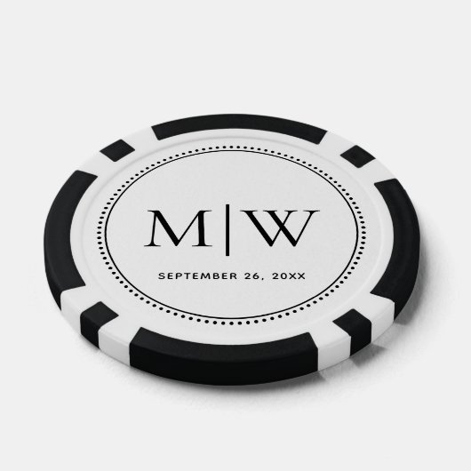 Elegante trouwdatum paar monogram poker chips (Enkel)