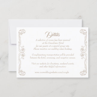 Elegante trouwdetails kaart – Groene Roos Filigree