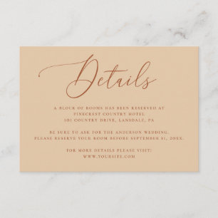 Elegante Trouwdetails Peach Sand Accommodatie Informatiekaartje
