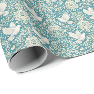 Elegante trouwduiven kant ringen cadeaupapier