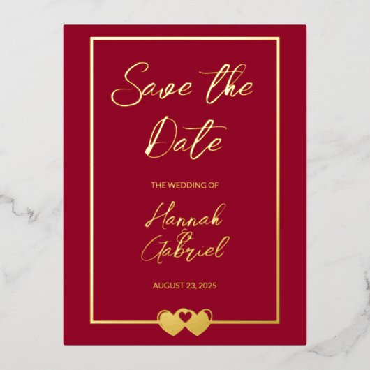 Elegante trouwfolie Save the Date-ansichtkaart Folie Uitnodiging Briefkaart (Voorkant)