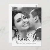Elegante trouwfoto bedankkaart met script briefkaart (Voorkant / Achterkant)