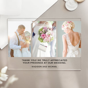 Elegante Trouwfoto Collage Bedankt Acryl Uitnodigingen