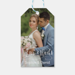 Elegante trouwfoto dank & dankbaarheid cadeaulabel