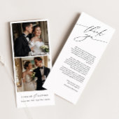 Elegante trouwfoto dank u kaart met script