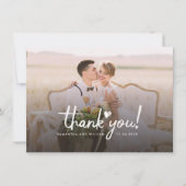 Elegante trouwfoto handgeschreven bedankkaart (Voorkant)