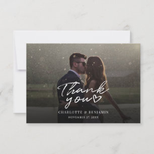 Elegante trouwfoto handgeschreven bedankkaart