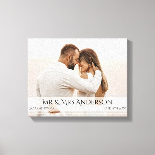 Elegante Trouwfoto Jubileum Datum Canvas Afdruk (Voorkant)