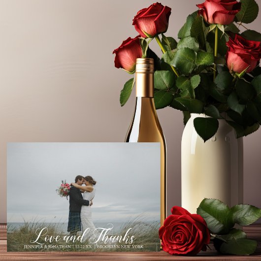 Elegante trouwfoto Liefde & Bedankt Wit Script
