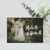 Elegante trouwfoto met liefdeshart script bedankkaart (Staand voorkant)