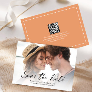 Elegante trouwfoto Simple Peach Save The Date