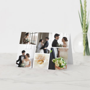 Elegante Trouwfotocollage Dank je wel Bedankkaart