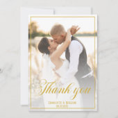 Elegante trouwfoto's Gold Script Bedankkaart (Voorkant)