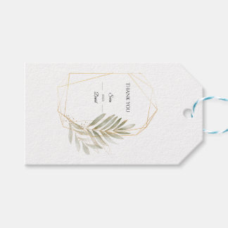 Elegante trouwgroen gouden geometrische cadeaubijl cadeaulabel